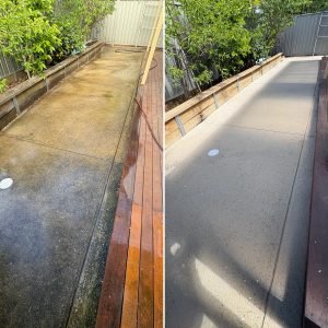Before & After driveway cleaning in Caroline Springs.